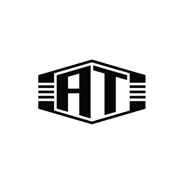 Літера Логотип Монограма Шестикутника Форми Емблеми Смужками Шаблон Стилю Дизайну — стокове фото