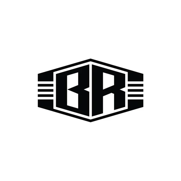 Çizgili Tasarım Şablonu Olan Harfi Logo Monogram Altıgen Amblemi Şekli — Stok fotoğraf