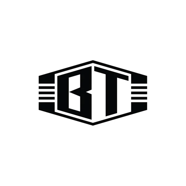 Btレターロゴモノグラム六角形エンブレム形状ストライプアウトラインスタイルデザインテンプレート — ストック写真