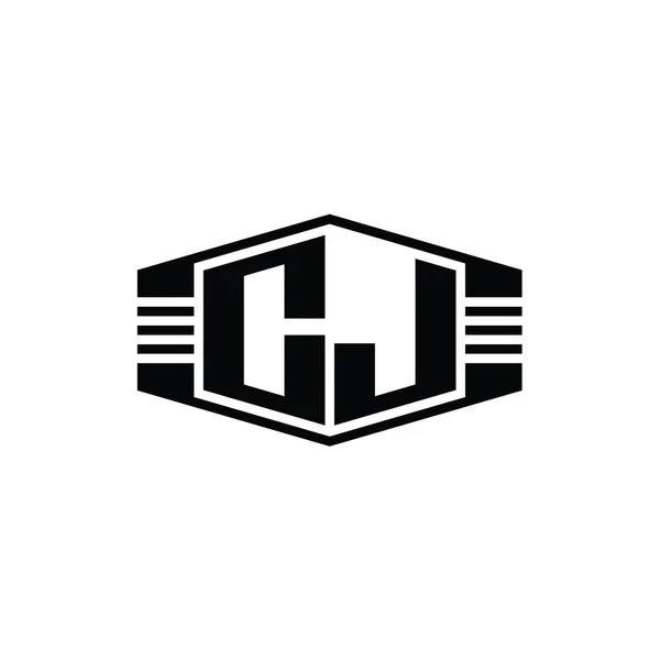Huruf Logo Monogram Bentuk Lambang Heksagon Dengan Garis Garis Pinggiran — Stok Foto