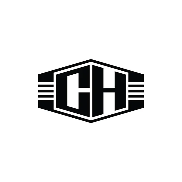 Brev Logo Monogram Hexagon Emblem Form Med Ränder Kontur Stil — Stockfoto