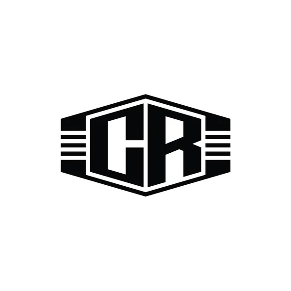 Carta Logo Monograma Hexágono Forma Emblema Com Listras Esboço Modelo — Fotografia de Stock