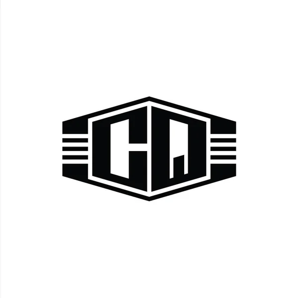 Carta Logo Monograma Hexágono Emblema Forma Con Rayas Esquema Estilo — Foto de Stock