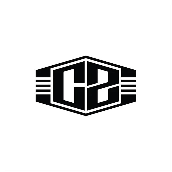 Letter Λογότυπο Μονόγραμμα Εξάγωνο Έμβλημα Σχήμα Ρίγες Περίγραμμα Στυλ Πρότυπο — Φωτογραφία Αρχείου