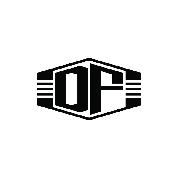 Df字母标志六边形六边形带有条纹轮廓设计模板 — 图库照片