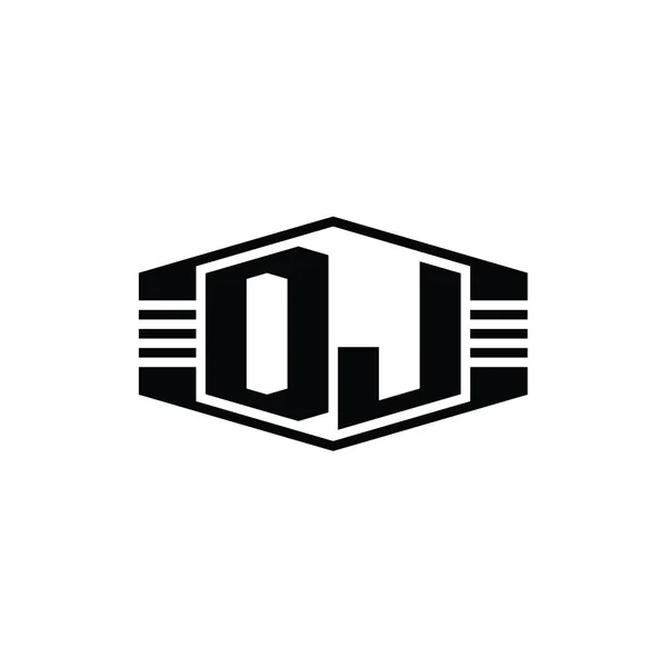 Harfi Logosu Monogram Altıgen Amblem Şekli Çizgili Tasarım Şablonu — Stok fotoğraf