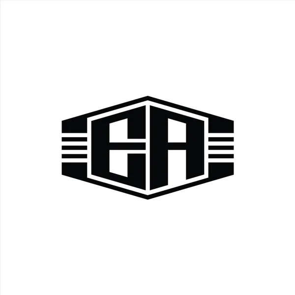 Forma Del Emblema Del Hexágono Del Monograma Letter Logo Con — Foto de Stock
