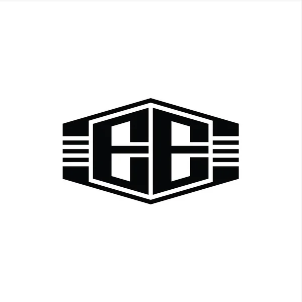 Bentuk Lambang Letter Logo Monogram Heksagon Dengan Pinggiran Templat Desain — Stok Foto