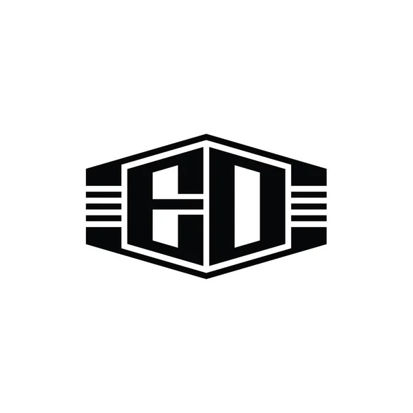 List Logo Monogram Sześciokąt Emblemat Kształt Paski Zarys Styl Szablon — Zdjęcie stockowe