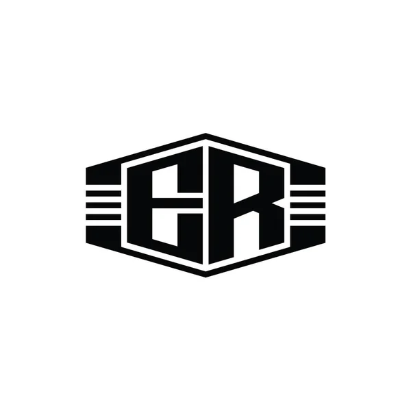 Letter Logo Monogram Šestiúhelník Znak Tvar Pruhy Obrysu Styl Návrhu — Stock fotografie