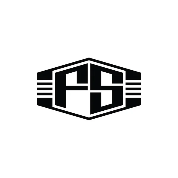 Эмблема Логотипа Шестиугольной Эмблемой Наброском Набросков Шаблона Стиля Оформления — стоковое фото