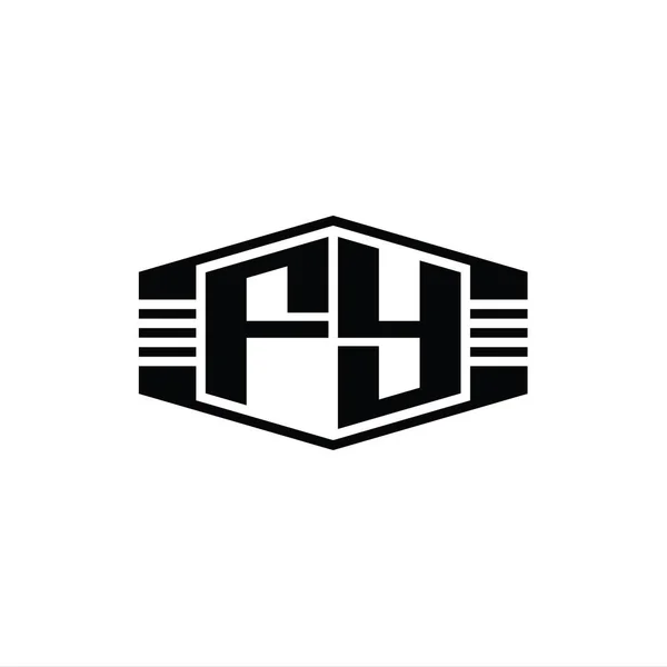 Carta Logo Monograma Hexágono Forma Emblema Com Listras Esboço Modelo — Fotografia de Stock
