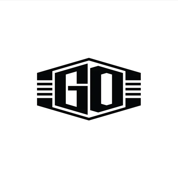 Letter Logo Monogram Hexagon Emblem Shape Stripes Outline Style Design — 图库照片