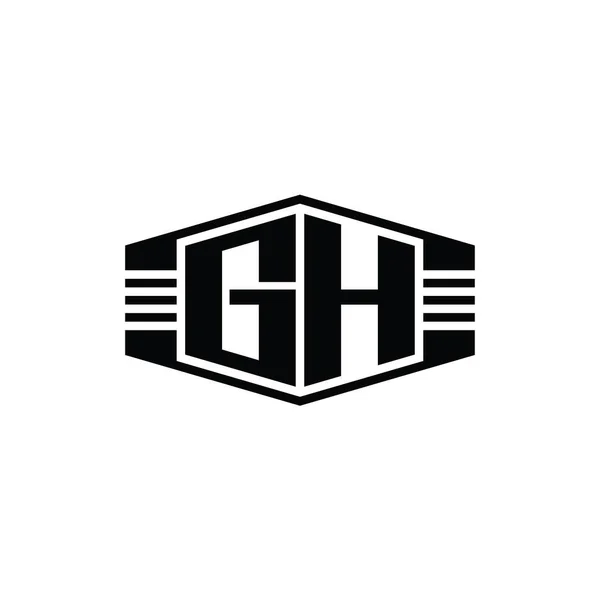 Lettre Logo Monogramme Hexagone Forme Emblème Avec Des Rayures Contour — Photo