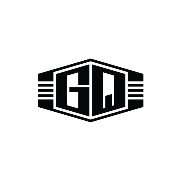 Gqレターロゴモノグラム六角形エンブレム形状ストライプアウトラインスタイルデザインテンプレート — ストック写真