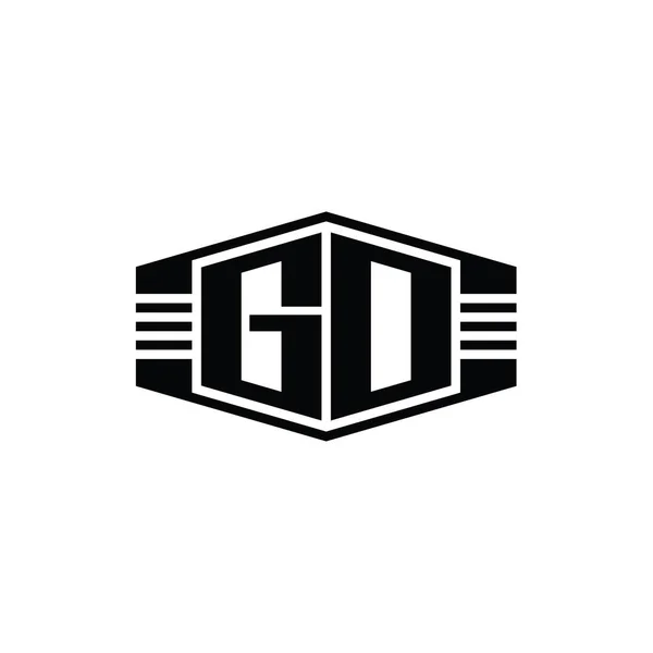 Эмблема Шестиугольника Логотипа Letter Рисунком Набросков — стоковое фото