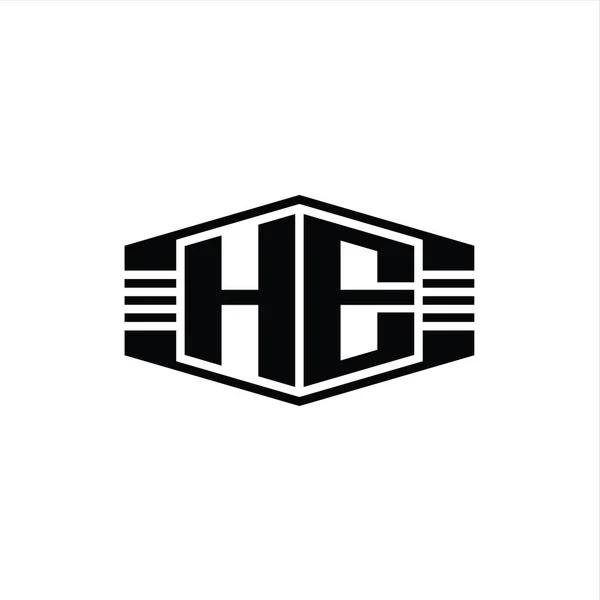 Эмблема Шестиугольника Эмблемы Логотипа Letter Набросками Шаблона Оформления Стиля — стоковое фото