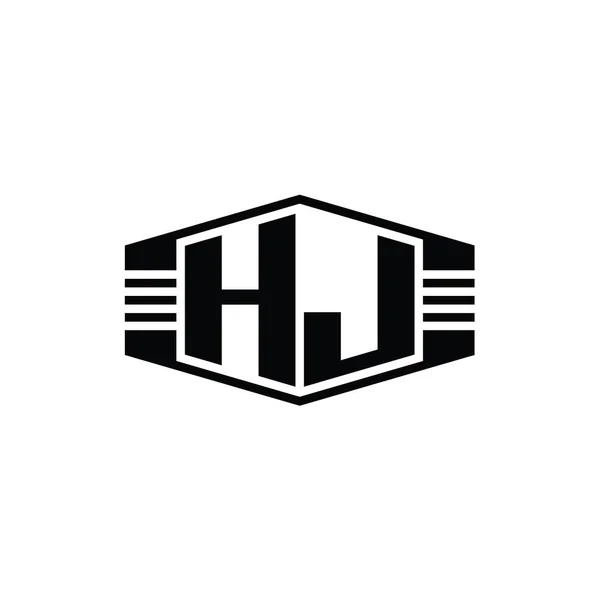 Hjレターロゴモノグラム六角形エンブレム形状ストライプアウトラインスタイルデザインテンプレート — ストック写真
