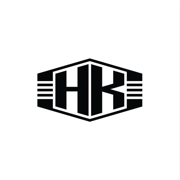 Эмблема Шестиугольника Логотипом Letter Logo Шаблоном Оформления Набросков — стоковое фото