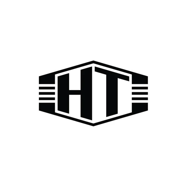 Letter Logo Μονόγραμμα Εξάγωνο Έμβλημα Σχήμα Ρίγες Περίγραμμα Στυλ Πρότυπο — Φωτογραφία Αρχείου