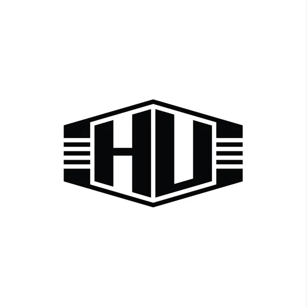 Эмблема Шестиугольника Эмблемы Логотипа Буквы Наброском Набросков Шаблона Оформления Стиля — стоковое фото