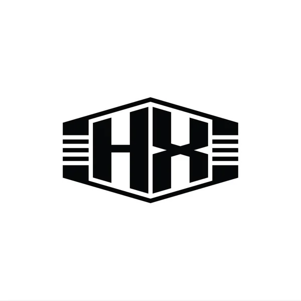 Letter Λογότυπο Μονόγραμμα Εξάγωνο Σχήμα Έμβλημα Ρίγες Περίγραμμα Στυλ Πρότυπο — Φωτογραφία Αρχείου
