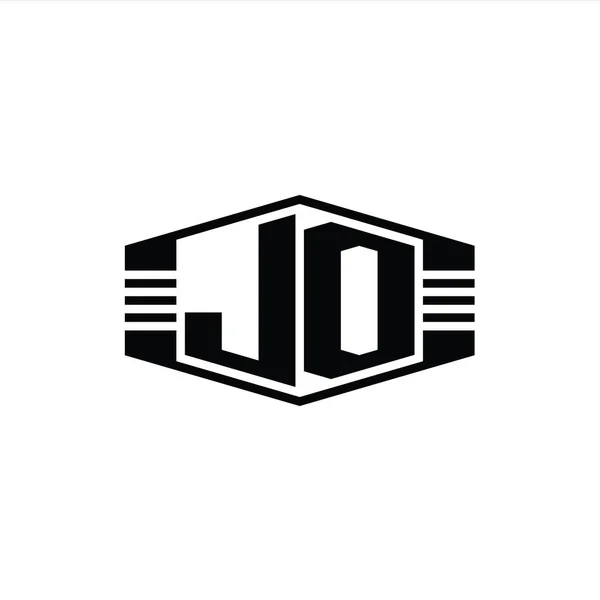 Jdレターロゴモノグラム六角形エンブレム形状ストライプアウトラインスタイルデザインテンプレート — ストック写真