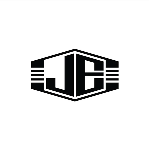 Эмблема Шестиугольника Эмблемой Логотипа Letter Logo Шаблоном Дизайна Контура Полос — стоковое фото