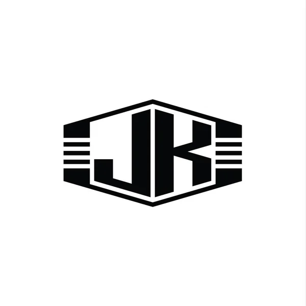 Letter Логотип Монограма Шестикутника Форми Емблеми Смугами Шаблон Стилю Дизайну — стокове фото