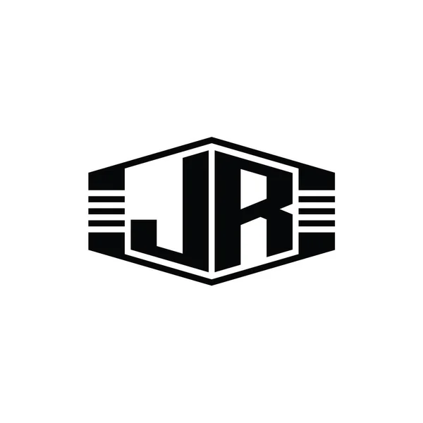 Letter Logo Monogram Altıgen Amblem Şekli Çizgili Tasarım Şablonu — Stok fotoğraf