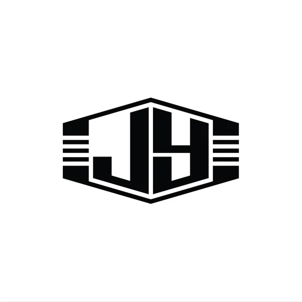 Lettera Logo Monogramma Forma Esagonale Emblema Con Strisce Modello Design — Foto Stock