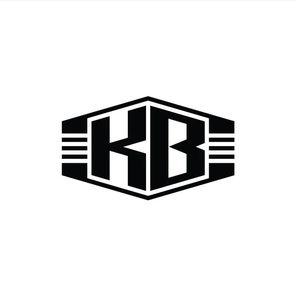 Logo Monogram Hexagon Emblem Shape Clades Outline Style Template — 스톡 사진