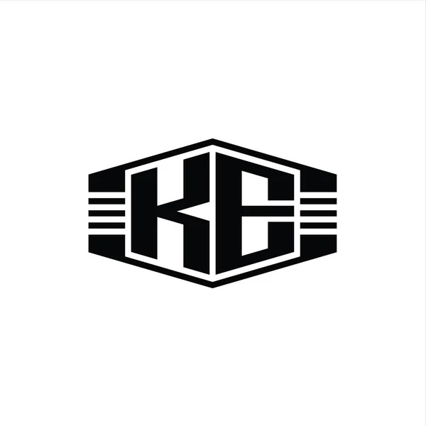 Harfi Logo Monogram Altıgen Amblem Şekli Çizgili Ana Hat Biçim — Stok fotoğraf