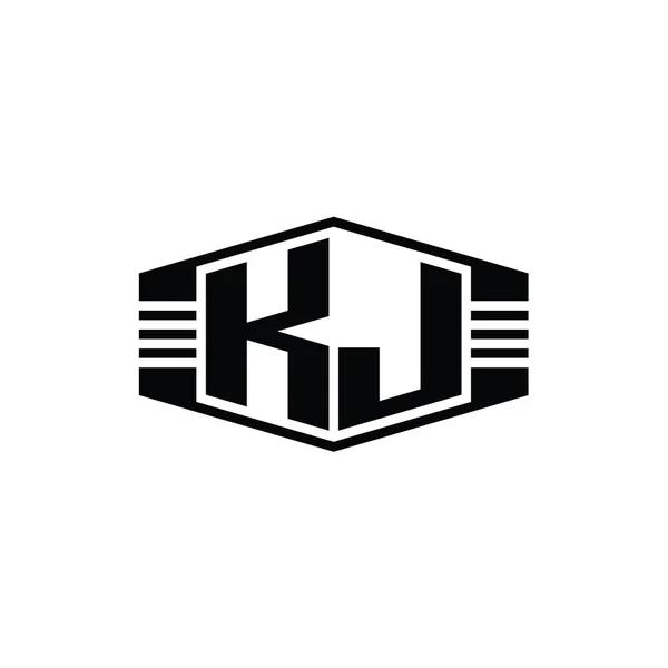 Lettre Logo Monogramme Hexagone Forme Emblème Avec Rayures Contour Modèle — Photo