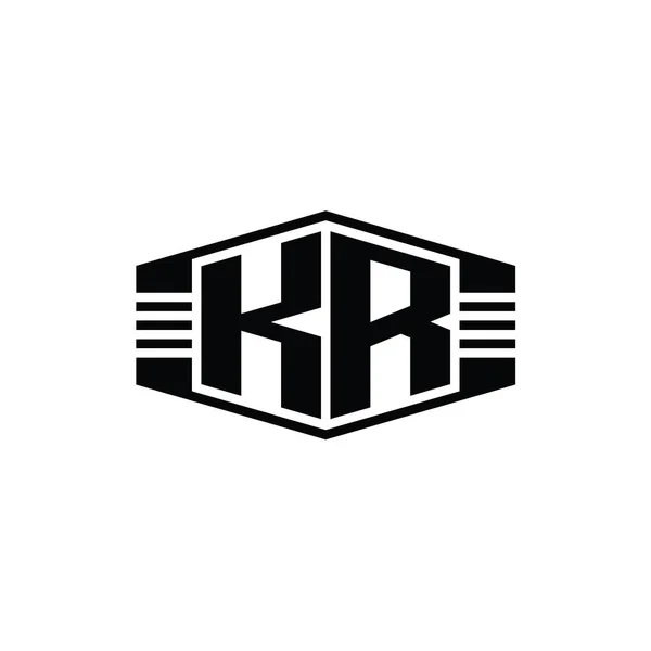 Çizgili Tasarım Şablonu Ile Harfi Logo Monogram Altıgen Amblemi Şekli — Stok fotoğraf