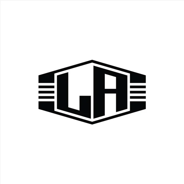 Harfi Logosu Monogram Altıgen Amblem Şekli Çizgili Tasarım Şablonu — Stok fotoğraf