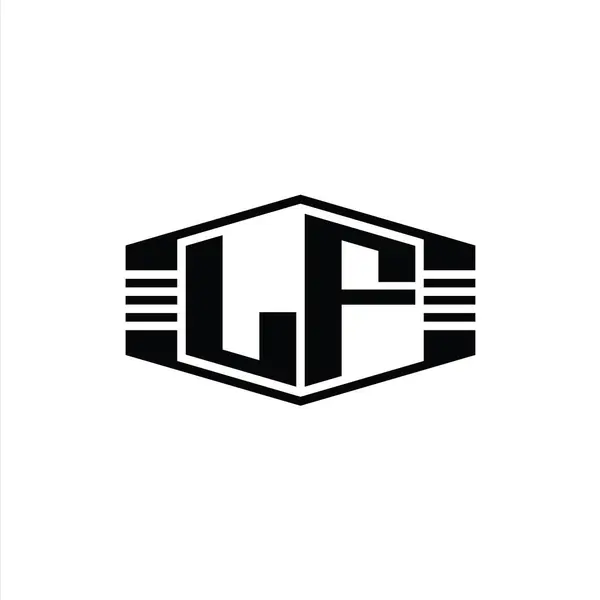 Lfレターロゴモノグラム六角形エンブレム形状ストライプアウトラインスタイルデザインテンプレート — ストック写真