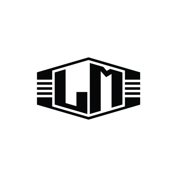 Letter Logo Monogram Hexagon Emblem Form Stripes Outline Style Template — стокове фото