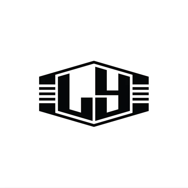 Letter Logo Monograma Forma Emblema Hexágono Com Listras Esboço Modelo — Fotografia de Stock