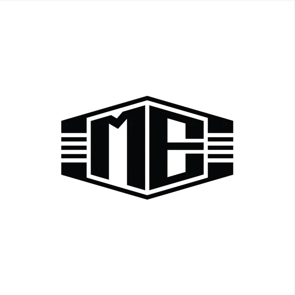 Letter Logo Monogram Altıgen Amblem Şekli Çizgili Ana Hat Biçim — Stok fotoğraf