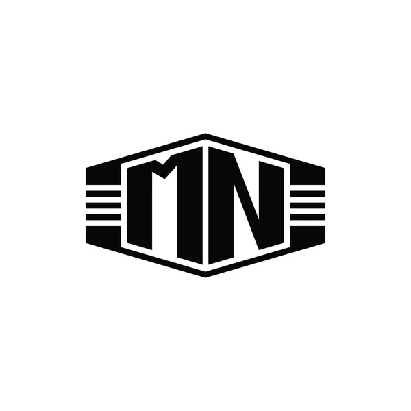 Harfli Logo Monogram Altıgen Amblem Şekli Çizgili Tasarım Biçimi Şablonu — Stok fotoğraf