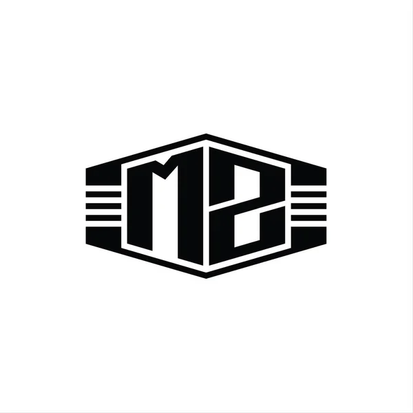 Harf Logosu Monogram Altıgen Amblem Şekli Çizgili Tasarım Biçimi Şablonu — Stok fotoğraf