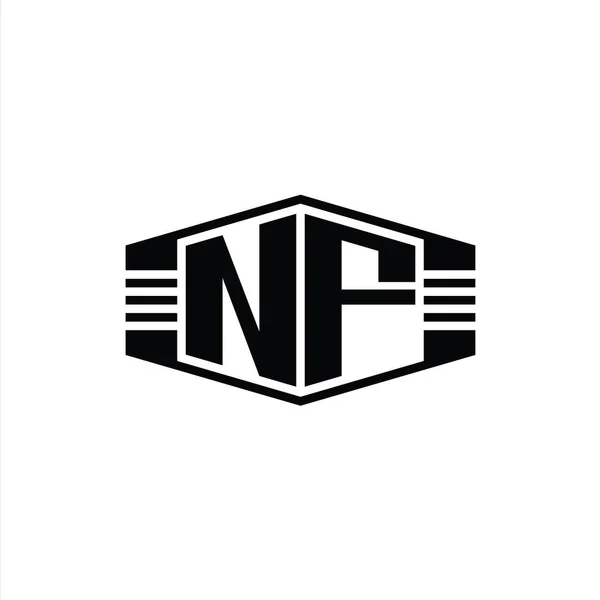 Nfレターロゴモノグラム六角形エンブレム形状ストライプアウトラインスタイルデザインテンプレート — ストック写真