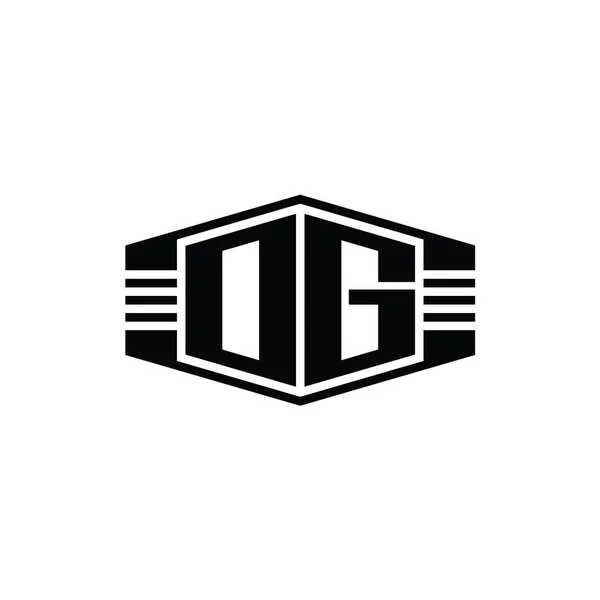 Levél Logo Monogram Hatszög Embléma Alakú Csíkok Körvonalazott Stílus Design — Stock Fotó