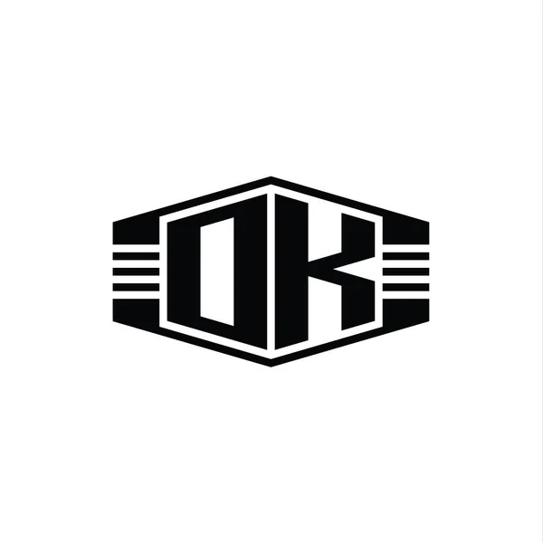 Логотип Буквы Шестиугольная Эмблема Формы Полосами Очертания Стиль Шаблона — стоковое фото