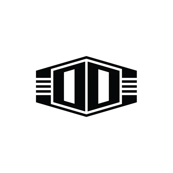Letterロゴモノグラム六角形エンブレム形状ストライプアウトラインスタイルデザインテンプレート — ストック写真