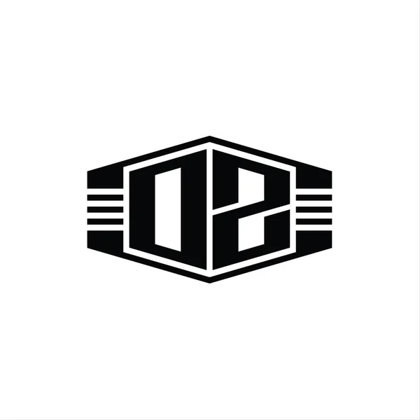 Γράμμα Λογότυπο Μονόγραμμα Εξάγωνο Σχήμα Έμβλημα Ρίγες Περίγραμμα Στυλ Πρότυπο — Φωτογραφία Αρχείου