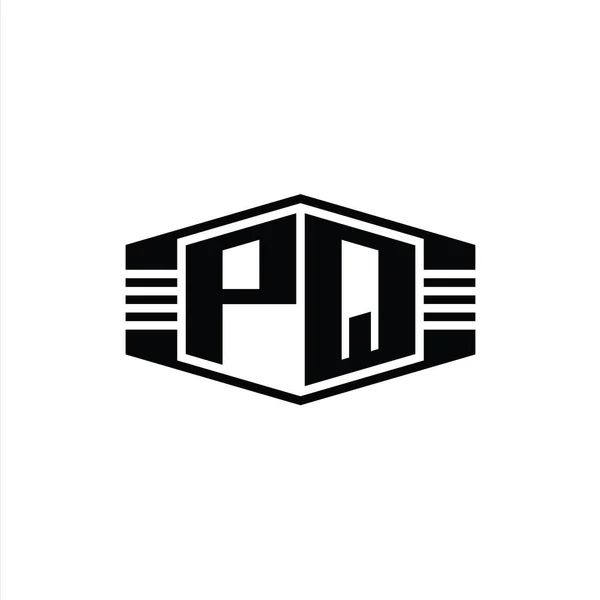 Эмблема Шестиугольника Эмблемы Letter Logo Рисунком Контура Полос — стоковое фото