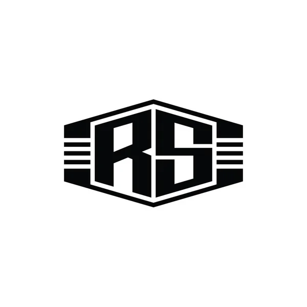 Letra Logo Monograma Hexágono Emblema Forma Con Rayas Esquema Estilo — Foto de Stock