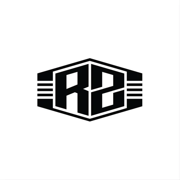 Logo Monogram Hexagon Emblem Shape Clades Outline Style Template — 스톡 사진